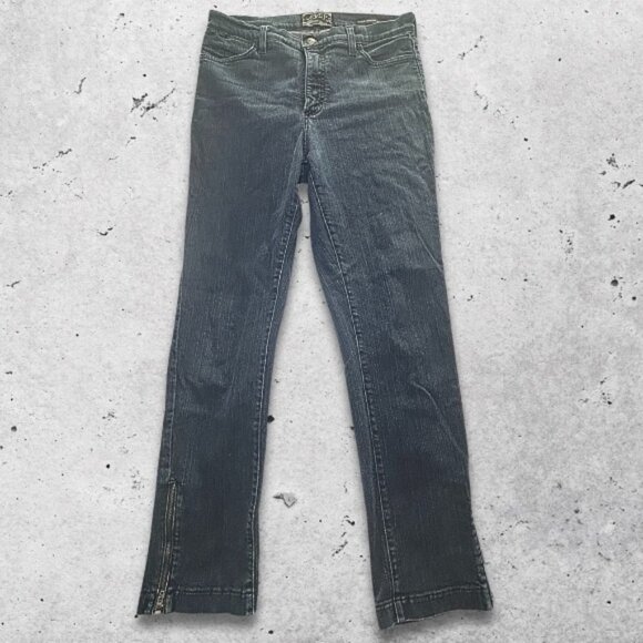 NYDJ Jeans Straight Leg Cut Zipper Detail Soft Premium Denim Dark Wash Blue W 10 - Picture 1 of 11
